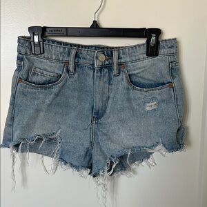 Blue Distressed Jean Shorts High-Waisted